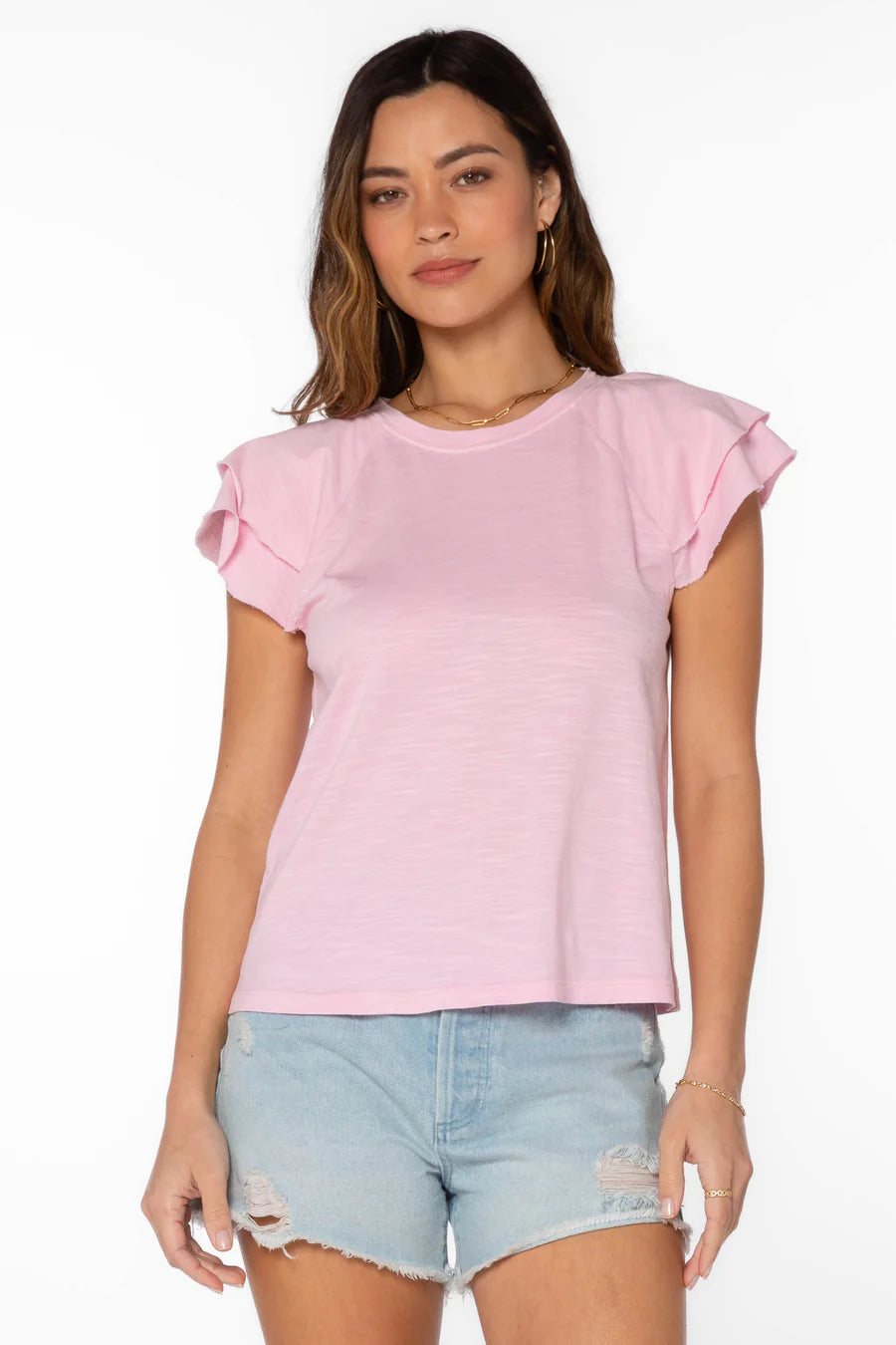 Sunny Flutter Sleeve Top - Pink