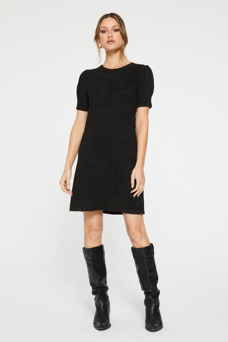 Danika Black Faux Suede Mini Dress Fashion Gem Apparel
