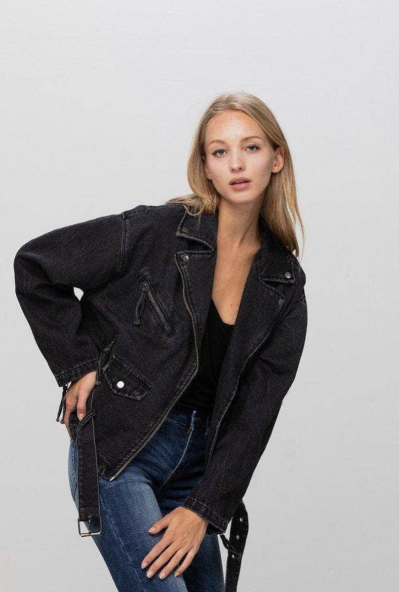 Black jean hotsell moto jacket