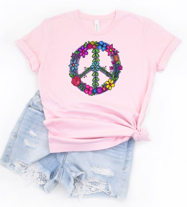 Floral Peace Sign Graphic Tee