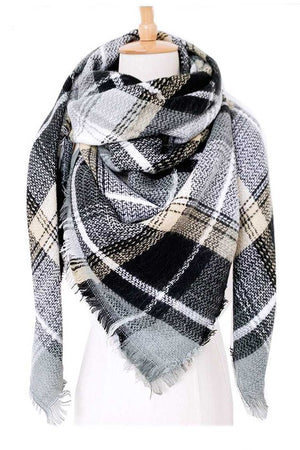 Mix Plaid Large Blanket Scarf