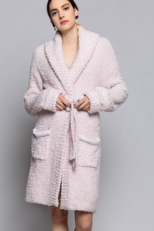 Super Soft Powder Pink Berber Fleece Robe