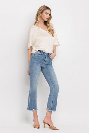 High Rise Crop Flare Jeans