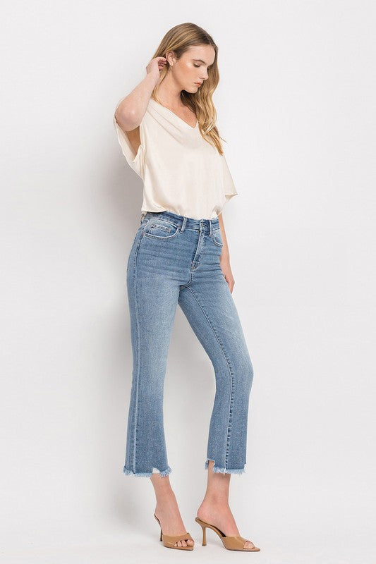 High Rise Crop Flare Jeans