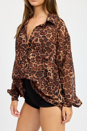 Leopard Print Oversized Shirt