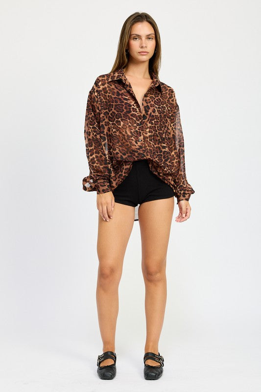 Leopard Print Oversized Shirt