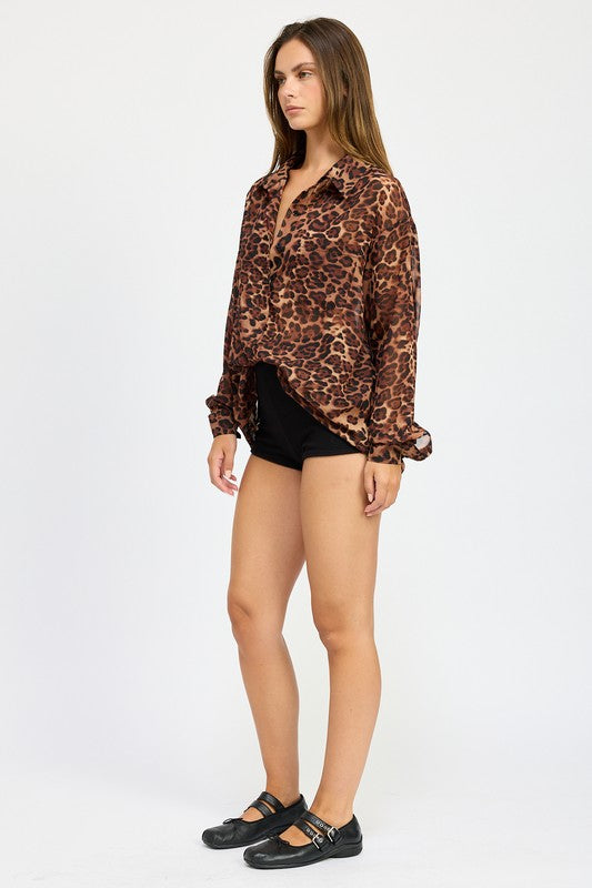 Leopard Print Oversized Shirt