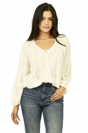 Whispering Wind Eyelet Blouse in Ivory