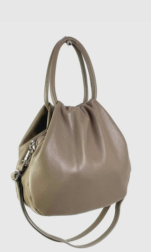 Italian Leather Taupe Bucket Bag