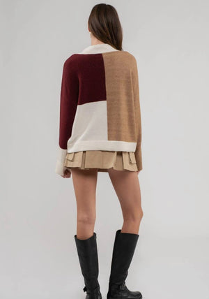 Vanessa Mock Neck Color Block Sweater