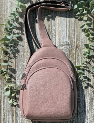 Pink Faux Leather Sling Bag