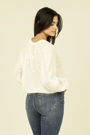 Whispering Wind Eyelet Blouse in Ivory