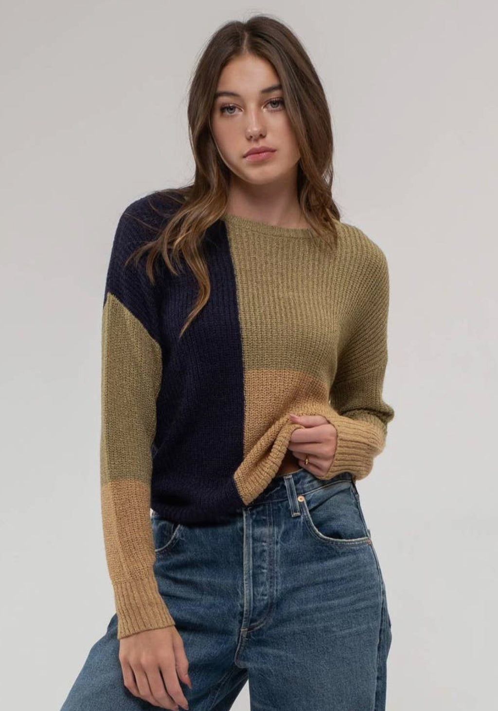 Angelina Color Block Knit Pullover