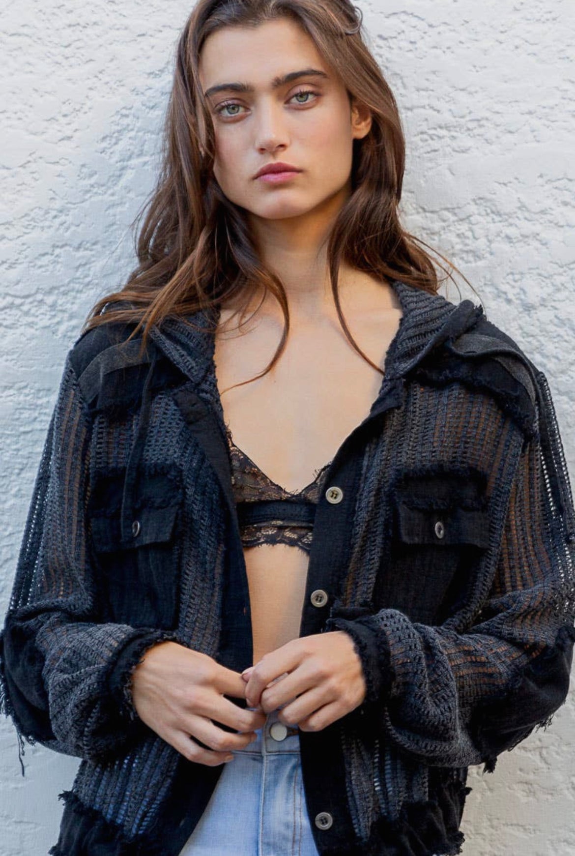 Peyton Lightweight Open-Knit Sweater - Black