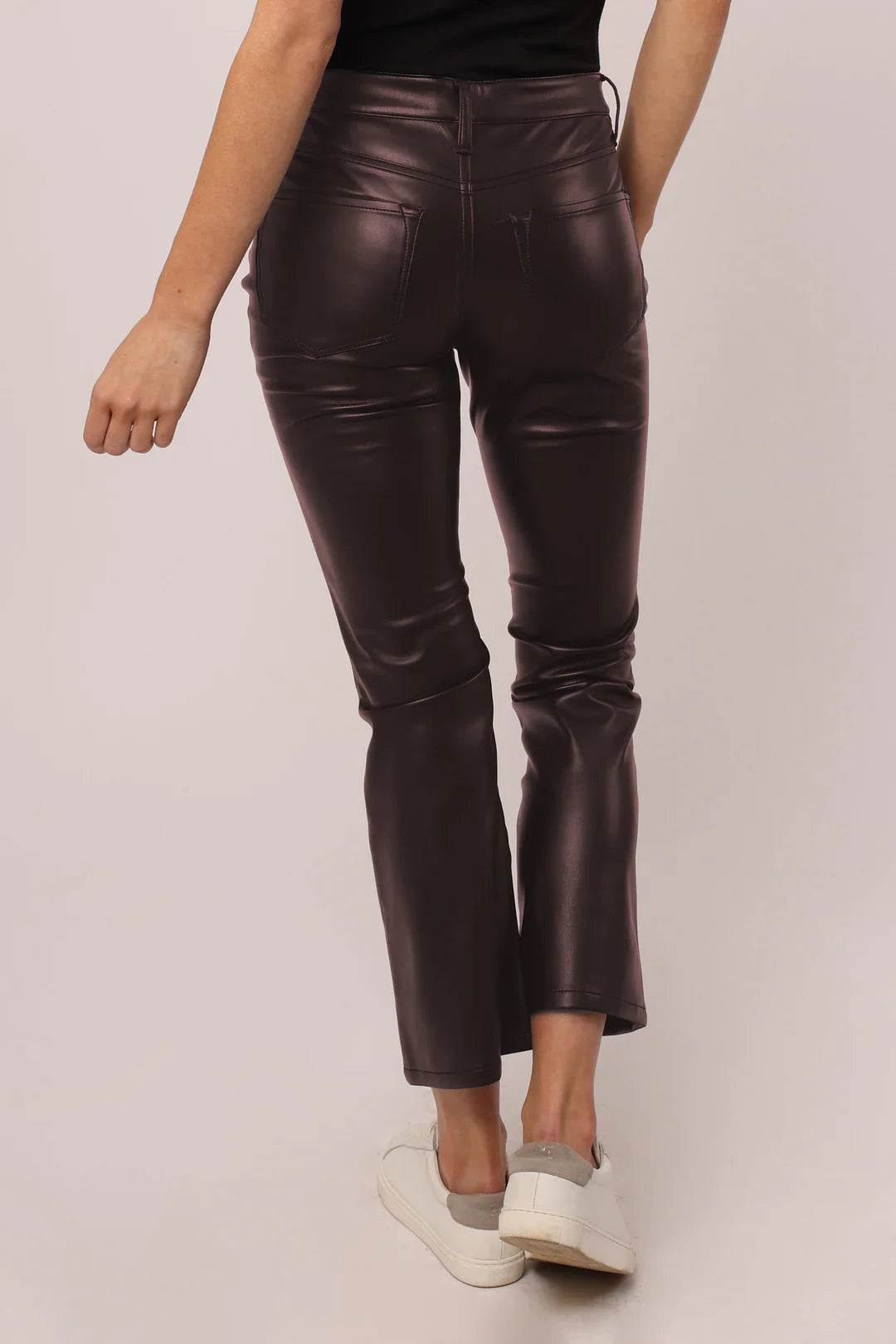 Jeanette Vegan Leather Cropped Pant - Coffee
