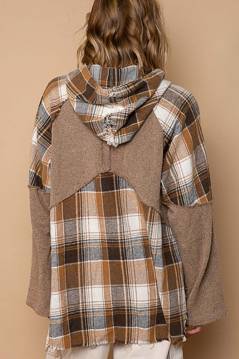 Molly Plaid Hooded Sweater Top