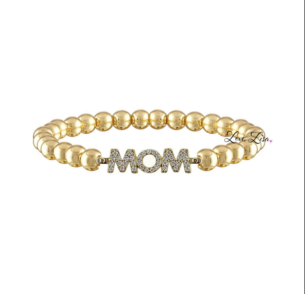 Gemstone MOM Beaded Bracelet