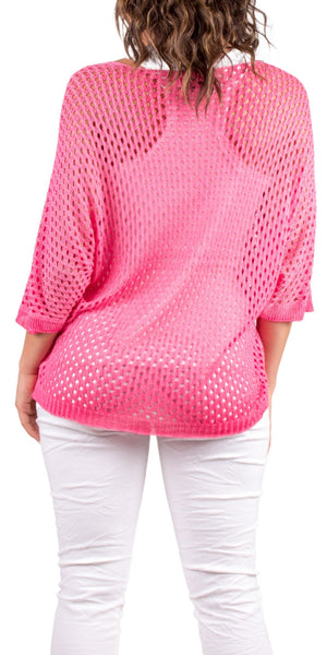 Star Mesh Sweater - Pink