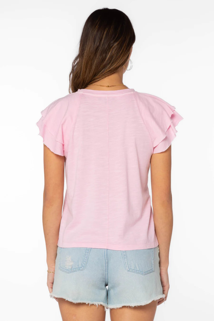 Sunny Flutter Sleeve Top - Pink