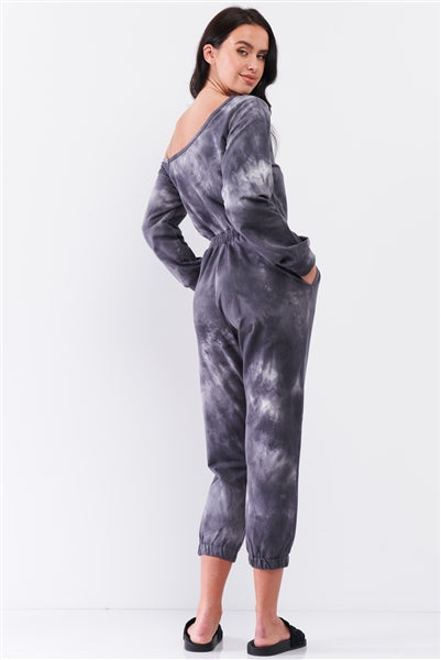 Grey Tie Dye Off The Shoulder Jumpsuit Fashion Gem Apparel