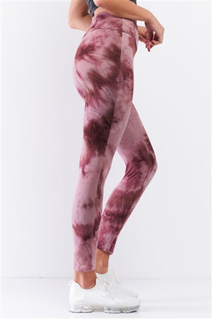 Tie Dye Yoga Legging - Plum Pink