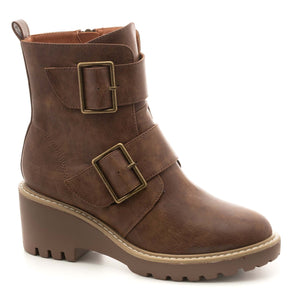 Brown Distressed Moto Boot