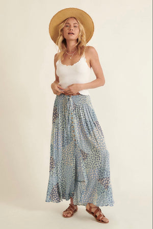 Floral Patch Print Maxi Skirt