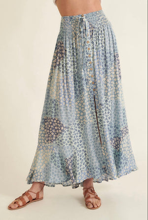 Floral Patch Print Maxi Skirt