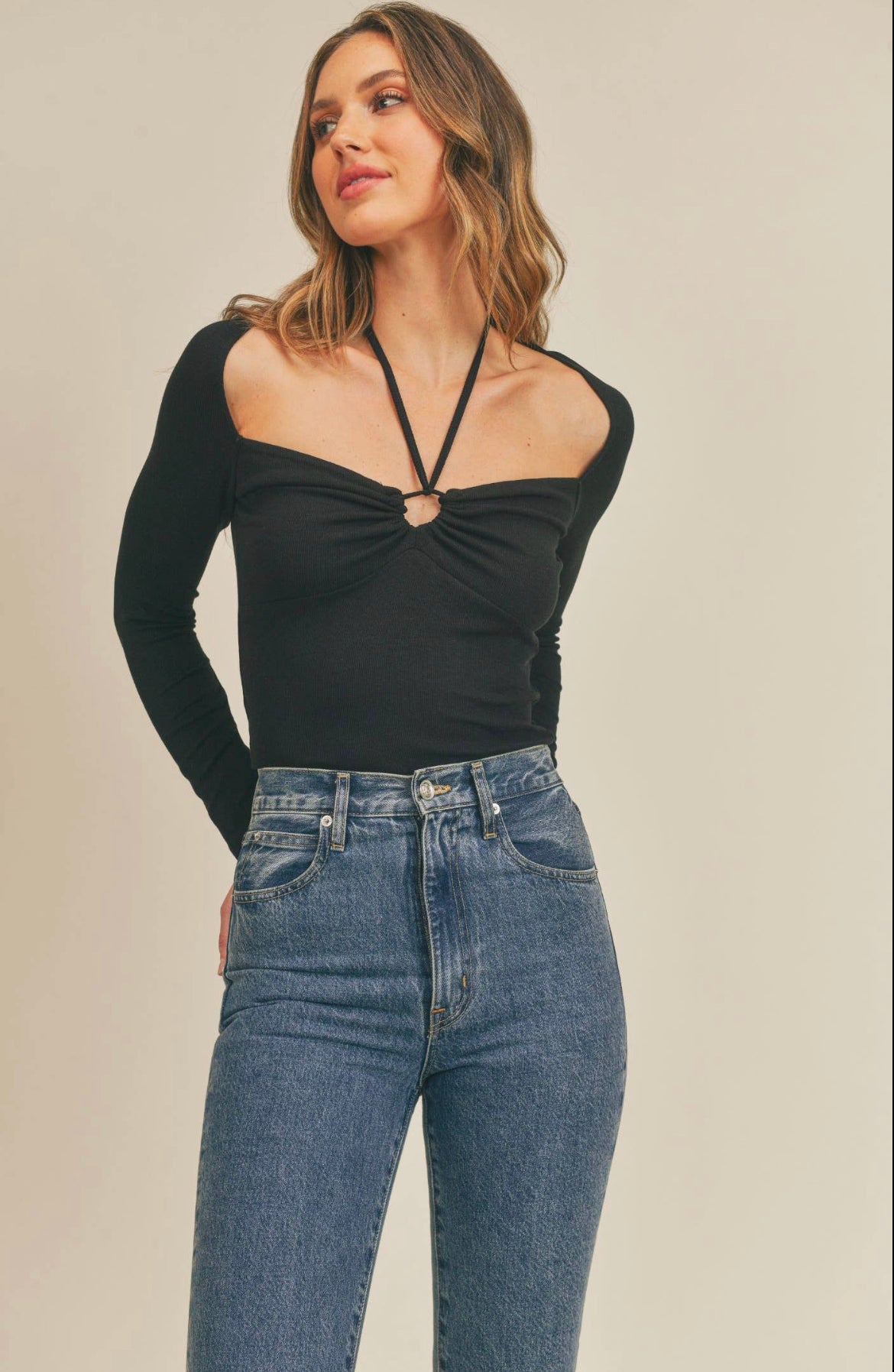 Play It Right Square Neck Halter Tie Top