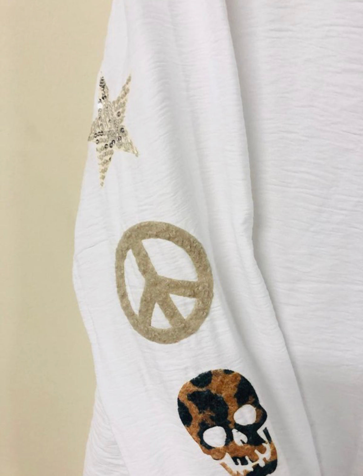 Star Skull & Peace Patch White Blouse