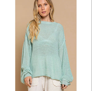 Aqua Thin Knit Sweater